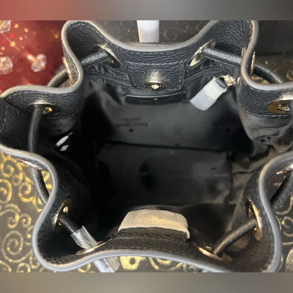 Kate Spade Rosie black pebbled leather mini bucket bag KC740